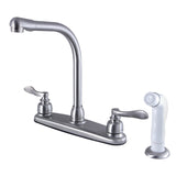 NuWave French Two-Handle 4-Hole 8" Centerset Kitchen Faucet with Side Sprayer