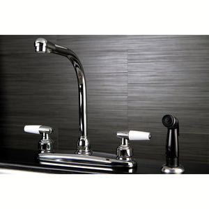 Americana Two-Handle 4-Hole 8" Centerset Kitchen Faucet with Side Sprayer