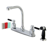 Kaiser Two-Handle 4-Hole 8" Centerset Kitchen Faucet with Side Sprayer