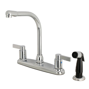 NuvoFusion Two-Handle 4-Hole 8" Centerset Kitchen Faucet with Side Sprayer