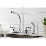 NuWave French Two-Handle 4-Hole 8" Centerset Kitchen Faucet with Side Sprayer