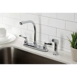 NuWave French Two-Handle 4-Hole 8" Centerset Kitchen Faucet with Side Sprayer