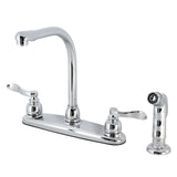 NuWave French Two-Handle 4-Hole 8" Centerset Kitchen Faucet with Side Sprayer