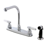 Americana Two-Handle 4-Hole 8" Centerset Kitchen Faucet with Side Sprayer