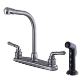 Americana Two-Handle 4-Hole 8" Centerset Kitchen Faucet with Side Sprayer