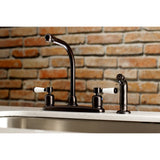 Paris Two-Handle 4-Hole 8" Centerset Kitchen Faucet with Side Sprayer