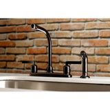 Centurion Two-Handle 4-Hole 8" Centerset Kitchen Faucet with Side Sprayer