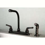 Americana Two-Handle 4-Hole 8" Centerset Kitchen Faucet with Side Sprayer