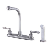 NuWave French Two-Handle 4-Hole 8" Centerset Kitchen Faucet with Side Sprayer