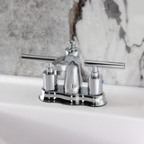 Manhattan Two-Handle 3-Hole Deck Mount 4" Centerset Bathroom Faucet with Pop-Up Drain