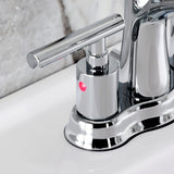 Manhattan Two-Handle 3-Hole Deck Mount 4" Centerset Bathroom Faucet with Pop-Up Drain