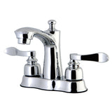 NuWave French Double-Handle 3-Hole Deck Mount 4-Inch Centerset Bathroom Faucet with Pop-Up Drain