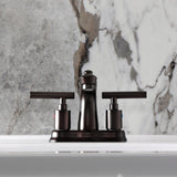 Manhattan Double-Handle 3-Hole Deck Mount 4-Inch Centerset Bathroom Faucet with Pop-Up Drain