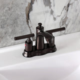 Manhattan Two-Handle 3-Hole Deck Mount 4" Centerset Bathroom Faucet with Pop-Up Drain