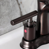 Manhattan Double-Handle 3-Hole Deck Mount 4-Inch Centerset Bathroom Faucet with Pop-Up Drain