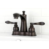 NuWave French Double-Handle 3-Hole Deck Mount 4-Inch Centerset Bathroom Faucet with Pop-Up Drain