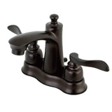 NuWave French Double-Handle 3-Hole Deck Mount 4-Inch Centerset Bathroom Faucet with Pop-Up Drain