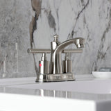 Manhattan Two-Handle 3-Hole Deck Mount 4" Centerset Bathroom Faucet with Pop-Up Drain