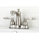 NuWave French Double-Handle 3-Hole Deck Mount 4-Inch Centerset Bathroom Faucet with Pop-Up Drain