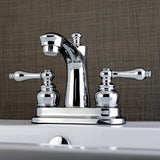 Victorian Double-Handle 3-Hole Deck Mount 4-Inch Centerset Bathroom Faucet with Pop-Up Drain