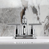 Manhattan Double-Handle 3-Hole Deck Mount 4-Inch Centerset Bathroom Faucet with Pop-Up Drain