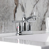 Manhattan Double-Handle 3-Hole Deck Mount 4-Inch Centerset Bathroom Faucet with Pop-Up Drain