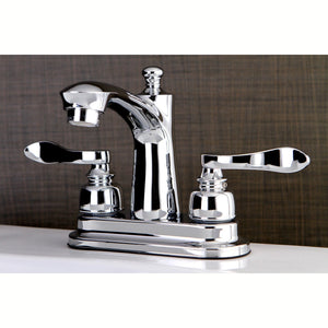 NuWave French Double-Handle 3-Hole Deck Mount 4-Inch Centerset Bathroom Faucet with Pop-Up Drain