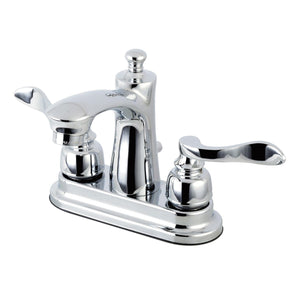 NuWave French Double-Handle 3-Hole Deck Mount 4-Inch Centerset Bathroom Faucet with Pop-Up Drain