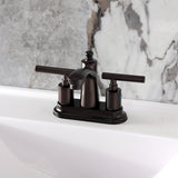 Manhattan Double-Handle 3-Hole Deck Mount 4-Inch Centerset Bathroom Faucet with Pop-Up Drain