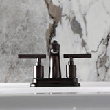 Manhattan Double-Handle 3-Hole Deck Mount 4-Inch Centerset Bathroom Faucet with Pop-Up Drain