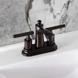 Manhattan Double-Handle 3-Hole Deck Mount 4-Inch Centerset Bathroom Faucet with Pop-Up Drain