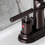 Manhattan Two-Handle 3-Hole Deck Mount 4" Centerset Bathroom Faucet with Pop-Up Drain