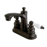 Victorian Double-Handle 3-Hole Deck Mount 4-Inch Centerset Bathroom Faucet with Pop-Up Drain