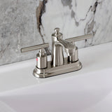 Manhattan Two-Handle 3-Hole Deck Mount 4" Centerset Bathroom Faucet with Pop-Up Drain