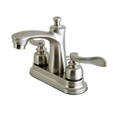 NuWave French Double-Handle 3-Hole Deck Mount 4-Inch Centerset Bathroom Faucet with Pop-Up Drain