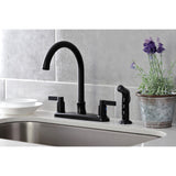 NuvoFusion Two-Handle 4-Hole 8" Centerset Kitchen Faucet with Side Sprayer