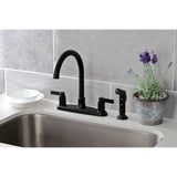 NuvoFusion Two-Handle 4-Hole 8" Centerset Kitchen Faucet with Side Sprayer