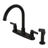 NuvoFusion Two-Handle 4-Hole 8" Centerset Kitchen Faucet with Side Sprayer