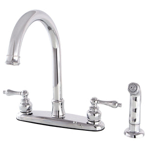 Victorian Two-Handle 4-Hole 8" Centerset Kitchen Faucet with Side Sprayer