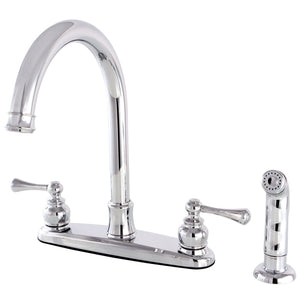 Vintage Two-Handle 4-Hole 8" Centerset Kitchen Faucet with Side Sprayer