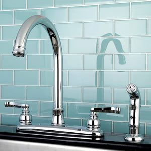 Royale Two-Handle 4-Hole 8" Centerset Kitchen Faucet with Side Sprayer