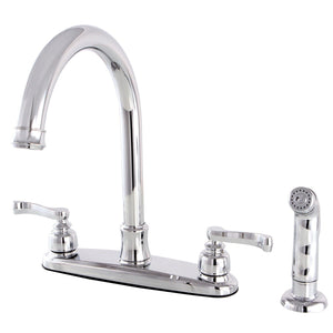 Royale Two-Handle 4-Hole 8" Centerset Kitchen Faucet with Side Sprayer