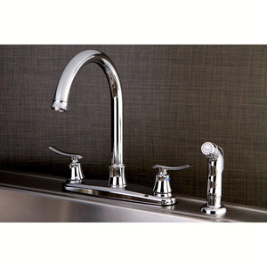 Jamestown Two-Handle 4-Hole 8" Centerset Kitchen Faucet with Side Sprayer