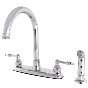 Knight Two-Handle 4-Hole 8" Centerset Kitchen Faucet with Side Sprayer