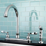 NuWave French Two-Handle 4-Hole 8" Centerset Kitchen Faucet with Side Sprayer