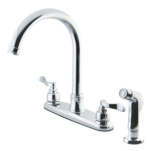 NuWave French Two-Handle 4-Hole 8" Centerset Kitchen Faucet with Side Sprayer