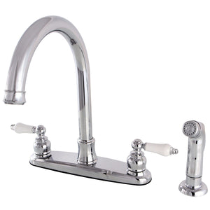 Victorian Two-Handle 4-Hole 8" Centerset Kitchen Faucet with Side Sprayer