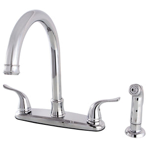 Yosemite Two-Handle 4-Hole 8" Centerset Kitchen Faucet with Side Sprayer