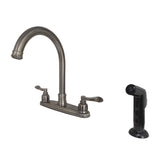 NuWave French Two-Handle 4-Hole 8" Centerset Kitchen Faucet with Side Sprayer