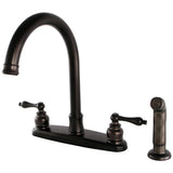 Victorian Two-Handle 4-Hole 8" Centerset Kitchen Faucet with Side Sprayer